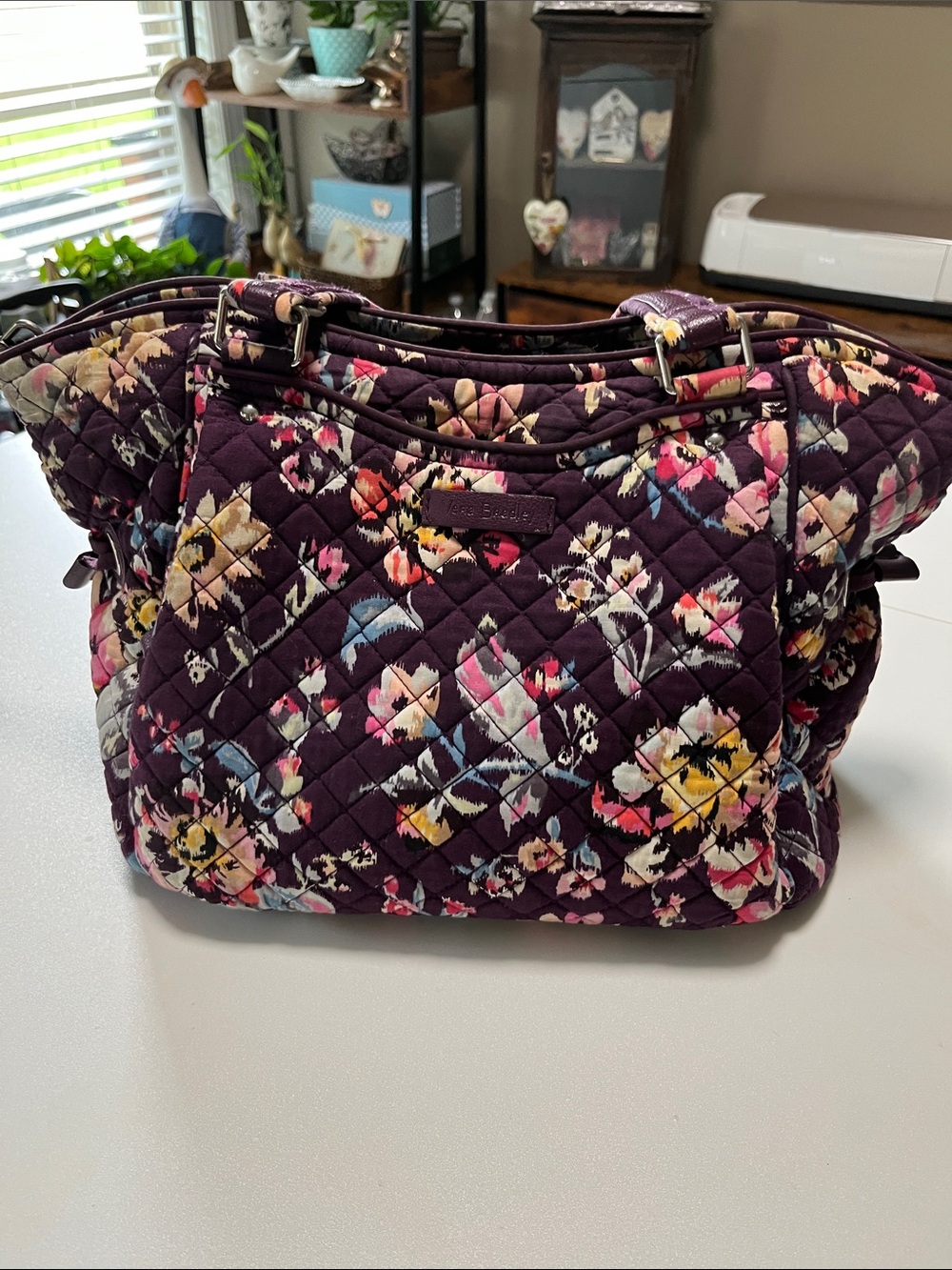 Vera Bradley Quilted Tote in Plum Floral with Wallet